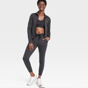 NWT Women's Soft Stretch Heathered Black Jogger Pants Sz XL